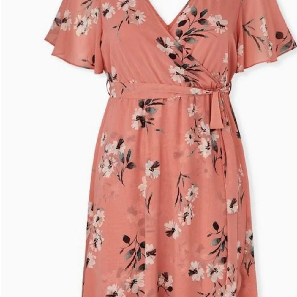 TORRID Midi Chiffon Wrap Dress Floral White Size 1X 14/16 - Picture 6 of 6